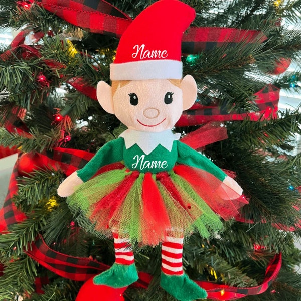 Elfos personalizados para Navidad / regalo de vacaciones / tutú de elfo niña / decoración de árboles / relleno de medias de peluche de peluche de elfo / elfo de Navidad 2021 / peluche