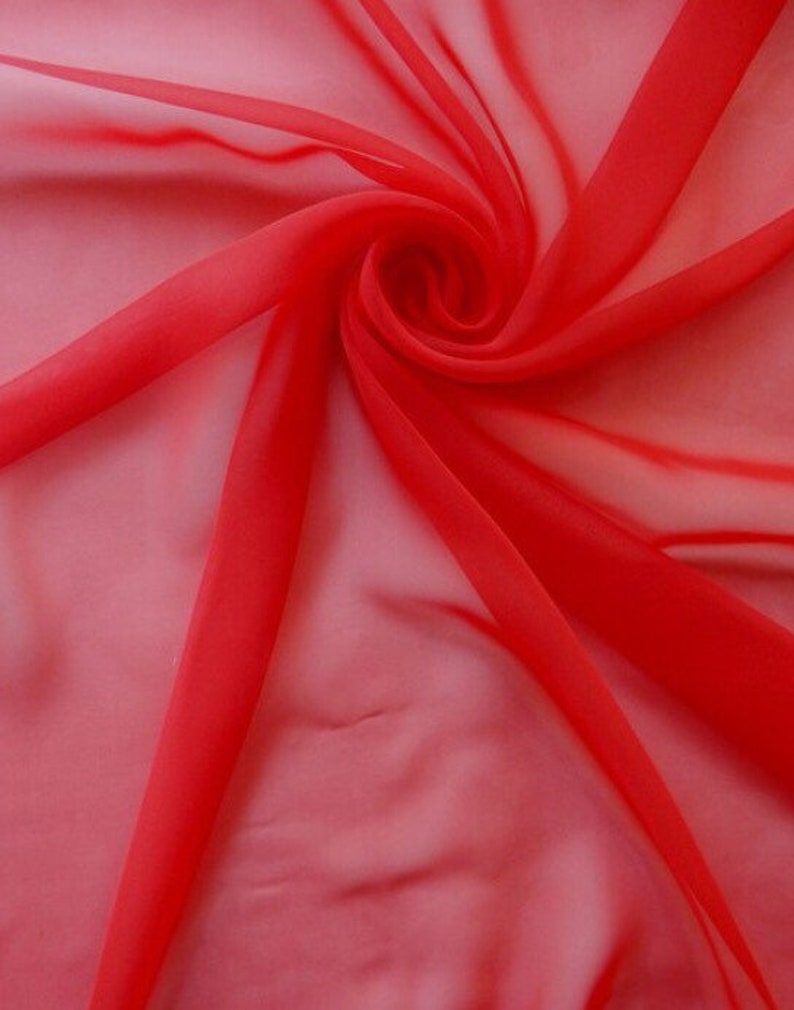 Red Poly Chiffon Fabric-Red Poly Chiffon-45 Polyester | Etsy