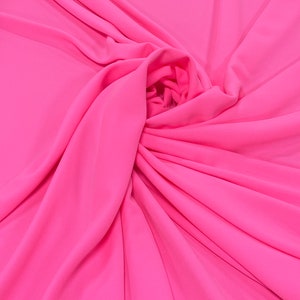 Neon Pink Crepe Fabric-Crepe Fabric-Poly Crepe-Bridal Fabric-Apparel Fabric-Medium Crepe-Manhattan Crepe-www.ViaFabrics.com