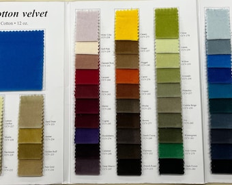 Chico Velvet-Velvet-100 % Cotton Velvet-Velvet Fabric-Light Duty Velvet-12oz Cotton Velvet-Apparel Fabric-Upholstery Fabric-62 Colors!