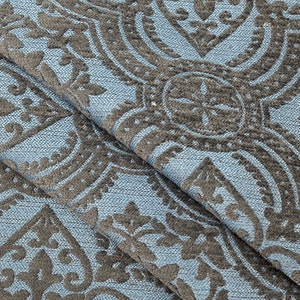 Blue Damascus Fabric-Damascus-Blue Damask Fabric-Damask Fabric-Chenille Fabric-Embossed Damask-Upholstery Fabric-Drapery Fabric