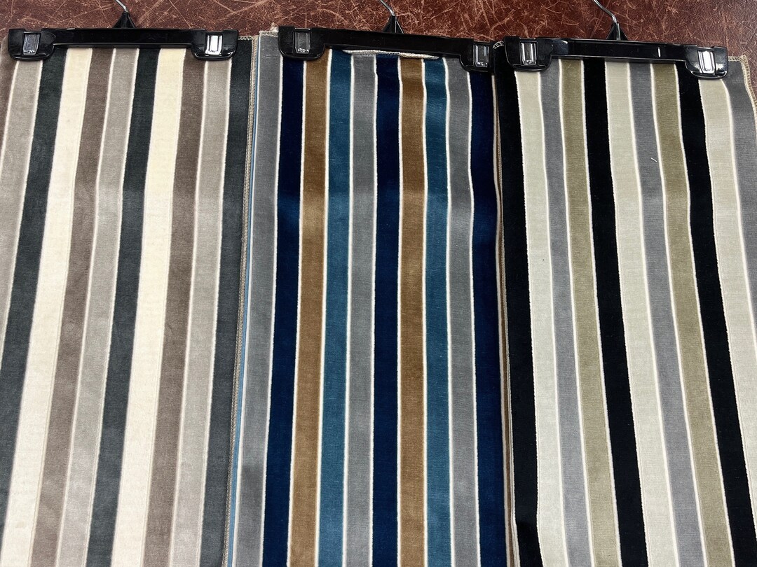 Gray Striped Velvet-striped Velvet-upholstery Velvet-velvetdrapery ...