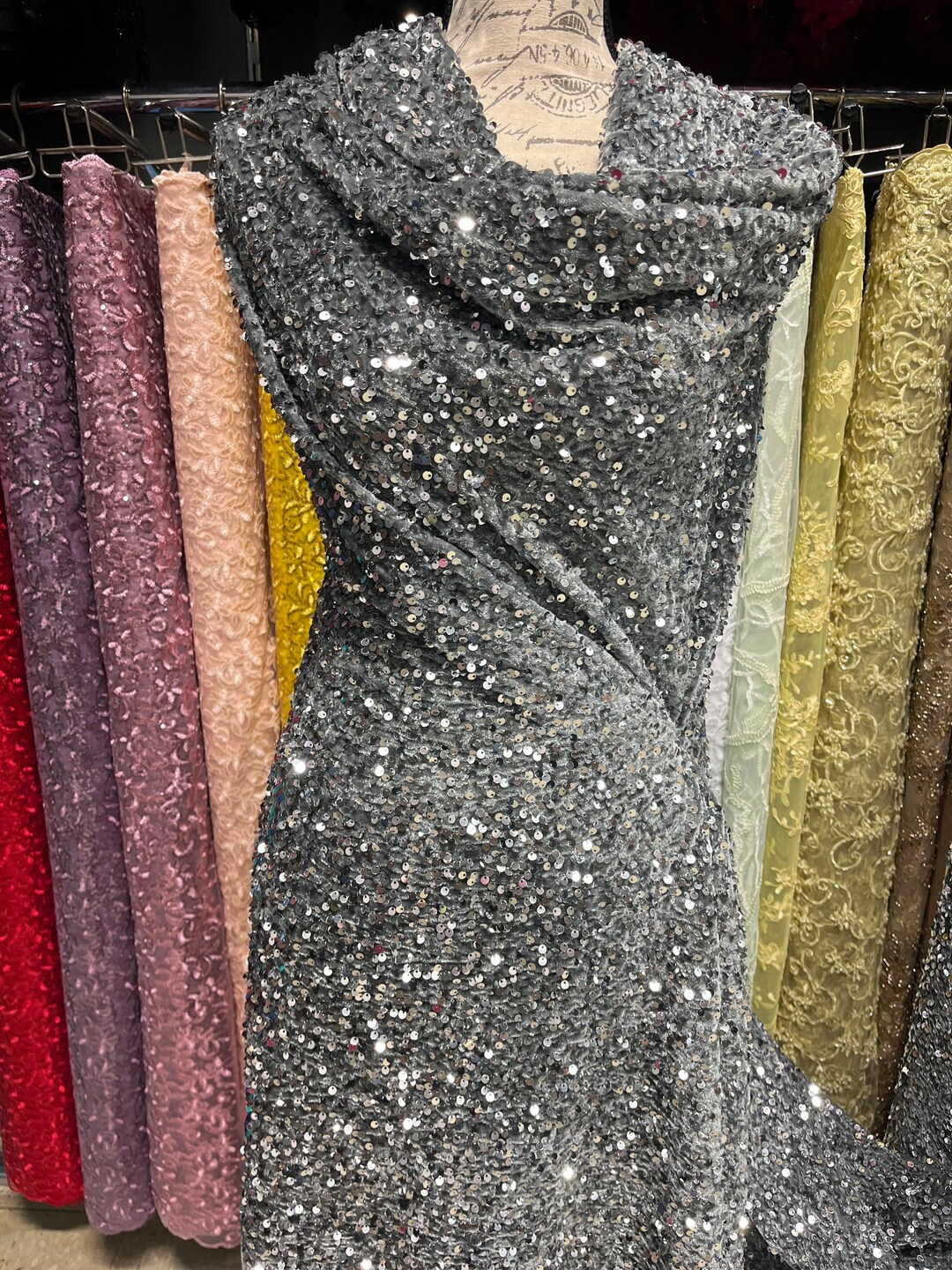 Jamie Velvet Sequinvelvet Sequinsvelvet Fabricsequins Etsy