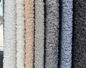 White Natural Gray Black Boucle-Boucle Fabric Upholstery Fabric-Commercial Upholstery-Interior Fabric-Apparel Fabric-Lambchop Line-7 Colors