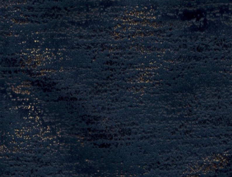 May include: A dark blue textured fabric with a subtle gold shimmer. The fabric has a slightly rough texture and a subtle sheen.