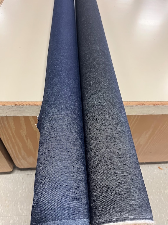 8 oz Cotton Denim Fabric: Mediumweight Blue/Black, 60" Wide