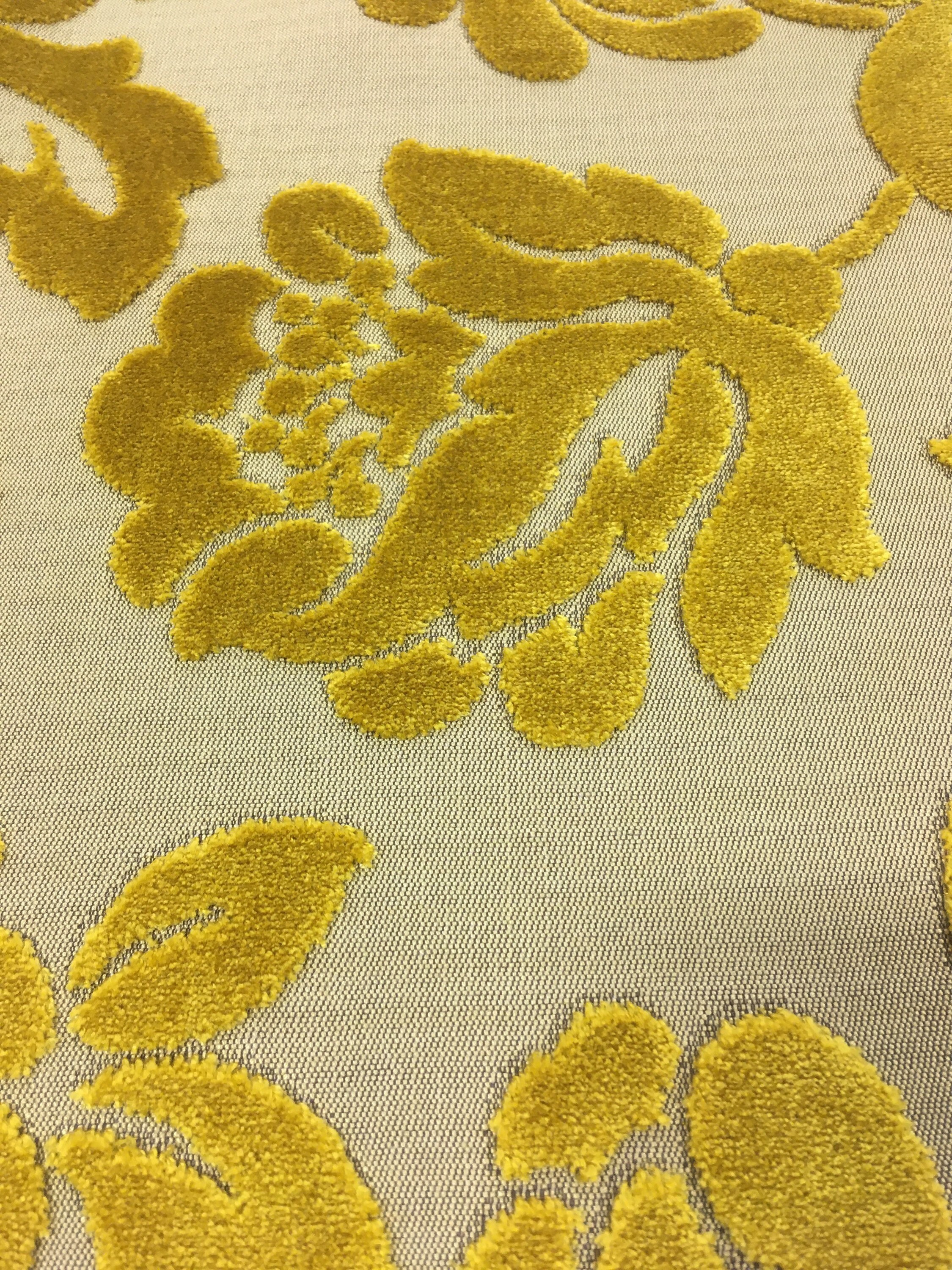 Citrine Velvetyellow Velvetyellow Upholstery Fabricfloral Etsy