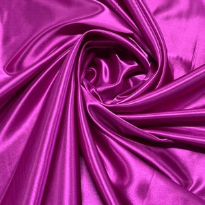 Fuchsia Satin Charmeuse-Fuchsia Satin Fabric-Magenta Satin Charmeuse-Satin Fabric-Charmeuse Fabric-Polyester Satin-Bridal Fabric
