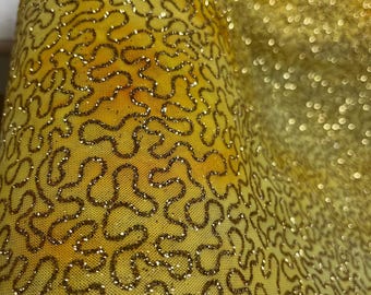 Yellow Glitter Fabric-Yellow Stretchy Fabric-Glitter Fabric-Bridal Fabric-Apparel Fabric