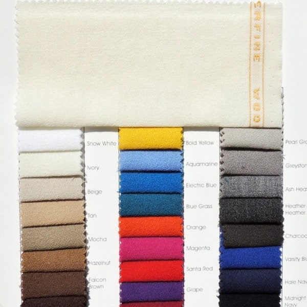 Wool Crepe Fabric-Wool Fabric-Wool Crepe-Crepe Fabric-Suiting Fabric-Apparel Fabric-9.5oz Wool Crepe-28 Colors-Marx Wool Crepe
