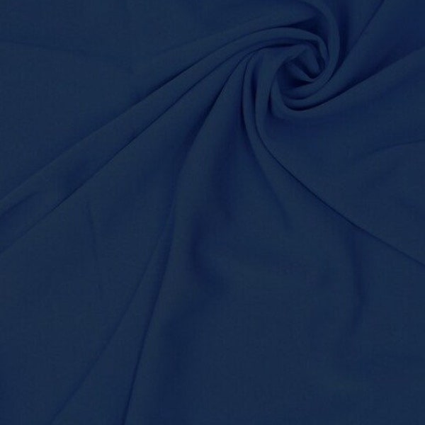 Midnight Navy Crepe Fabric-Crepe Fabric-Poly Crepe-Bridal Fabric-Apparel Fabric-Medium Crepe-Manhattan Crepe-www.ViaFabrics.com