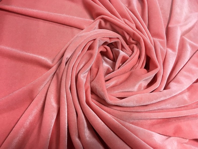 Coral Spandex Velvet-Pink Spandex Velvet-Spandex Velvet-Velvet Fabric-Velour Fabric-Stretch Velvet-Polyester Velvet-Knit Fabric-Velveteen