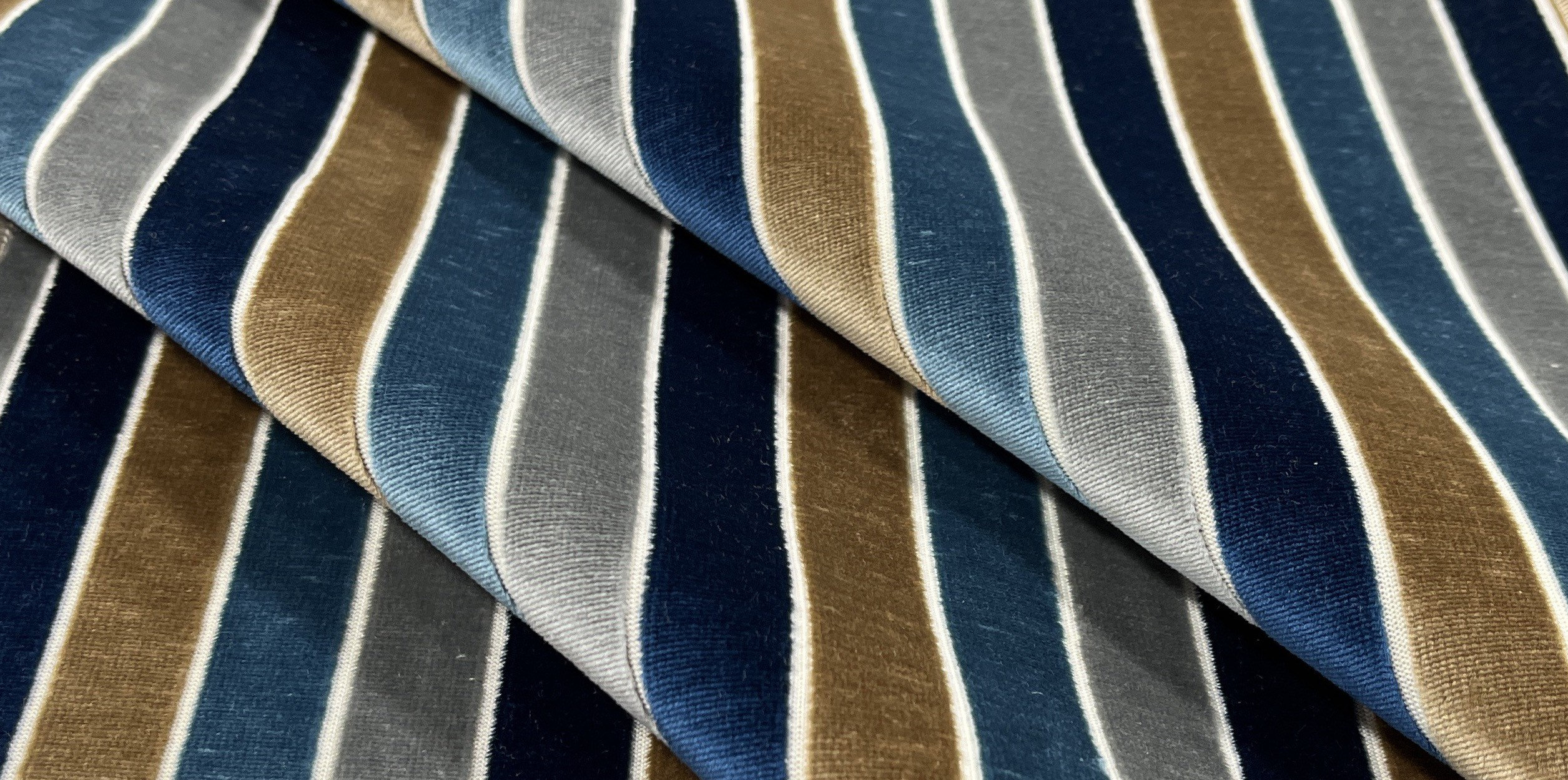 Blue Gold Velvet Upholstery Fabric Navy Blue Stripe Velvet Fabric