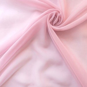 Light Pink Poly Chiffon Fabric-Light Pink Poly Chiffon-45" Polyester Chiffon-Poly Chiffon-Chiffon Fabric-www.ViaFabrics.com