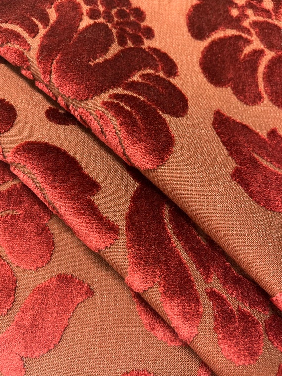 Blue Damask Cut Velvet Upholstery – Prime Fabrics