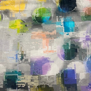 Graffiti Fabric-Floral Drapery-Upholstery Fabric-Upholstery-Watercolor Fabric-Drapery Fabric-Apparel Fabric-Color: Green/Yellow