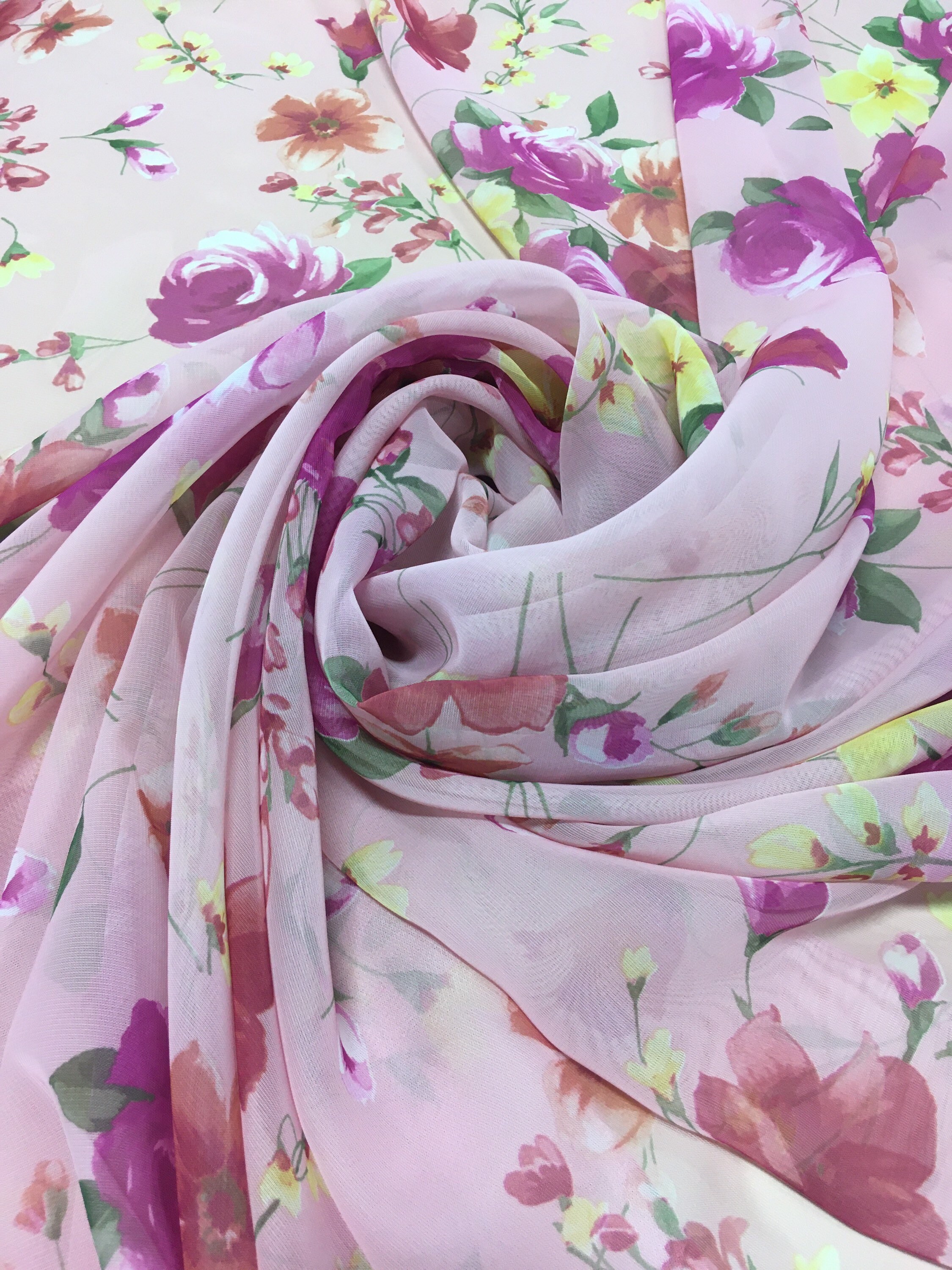 Floral Poly chiffon-60 Poliéster chiffon-Poly Chiffon | Etsy