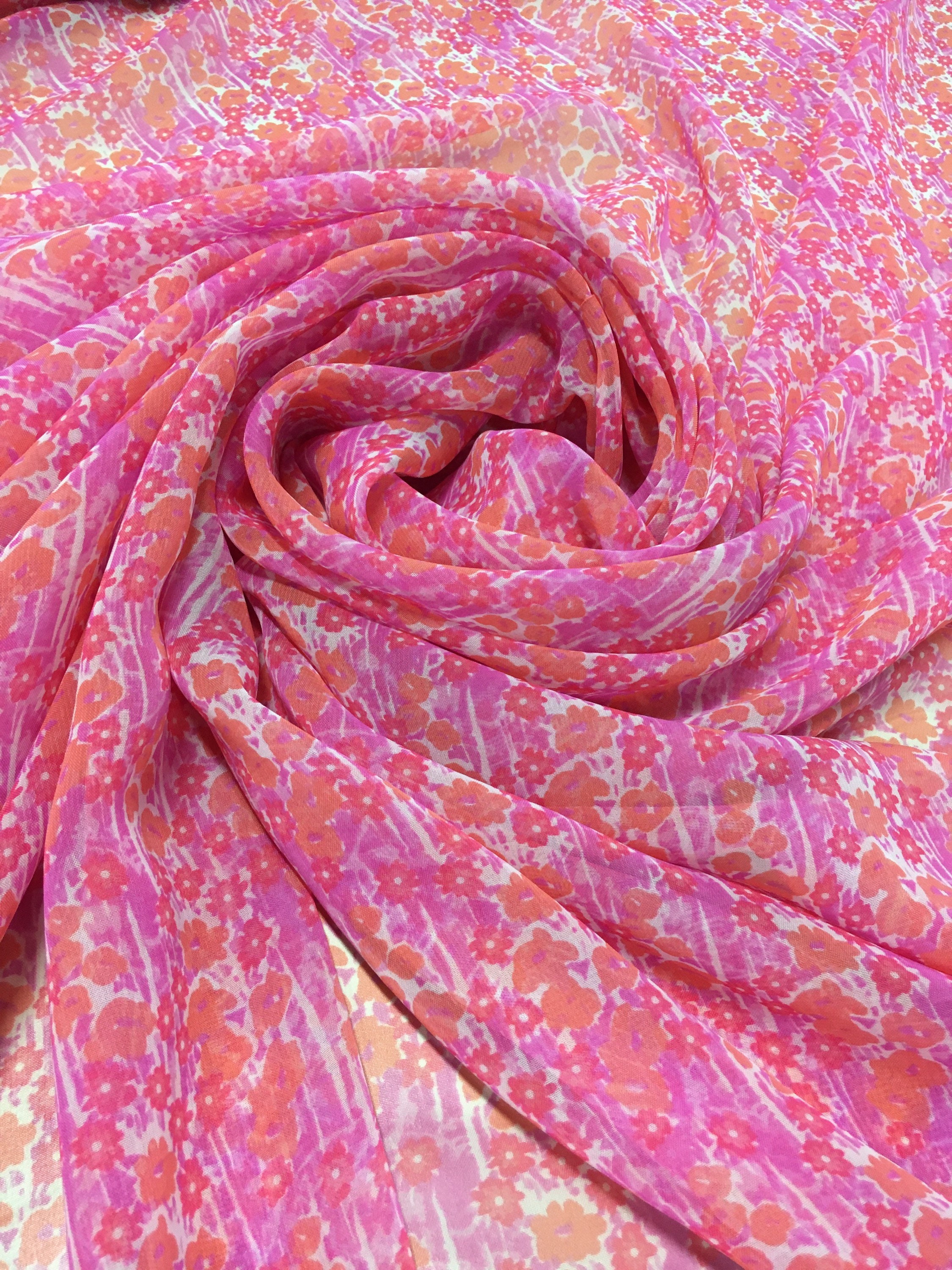 Floral Poly Chiffon60 Polyester Chiffonpoly Chiffon Etsy UK