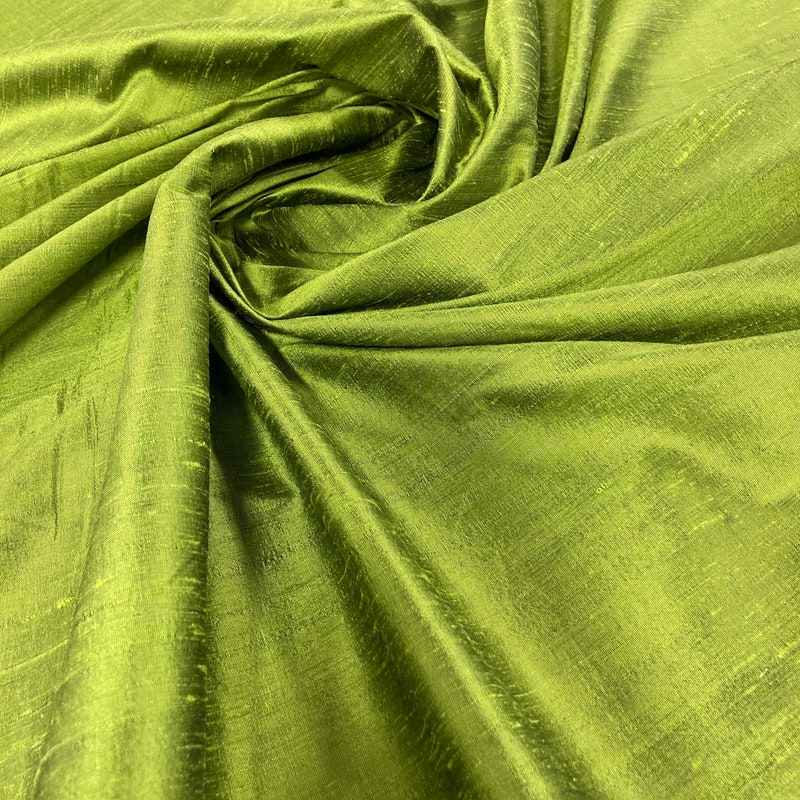 Kombu Green Dupioni Silk Fabric