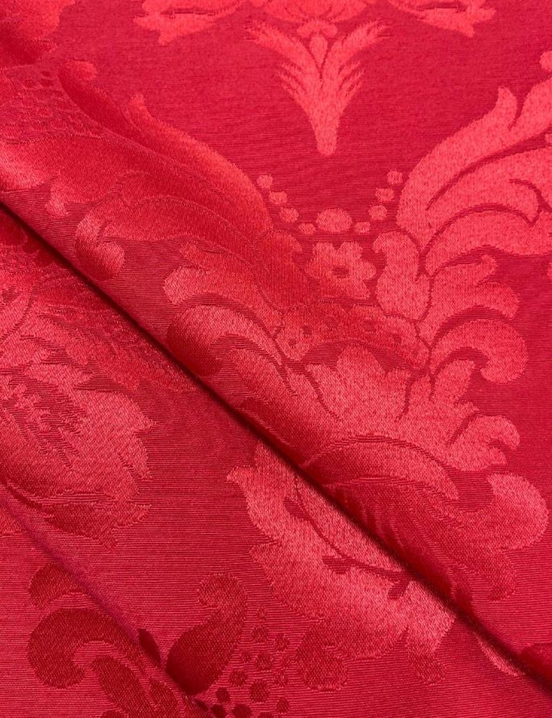 Damascus Upholstery-Damask Fabric-Drapery Fabric-19 Colors Crismsom