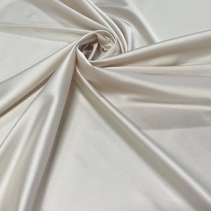 Stretch Satin-Alabaster Satin Fabric-Alabaster Stretch Satin-Stretch Fabric-Satin-Apparel Fabric-Xanadu Stretch Satin