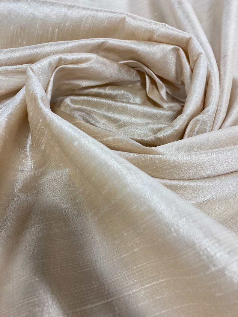Champagne Beige Dupioni Silk Fabric main image 1