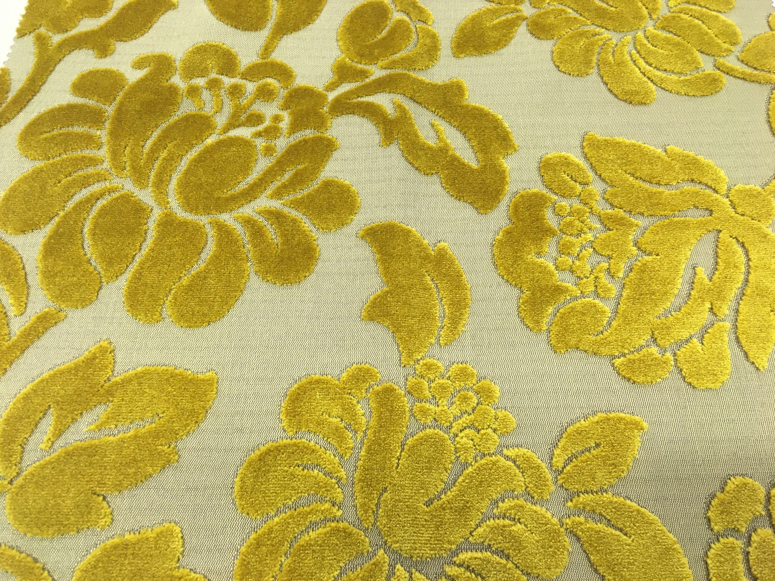 Citrine Velvetyellow Velvetyellow Upholstery Fabricfloral Etsy