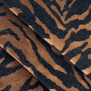 Brown Tiger Velvet-Cognac Tiger Velvet-Tiger Velvet-Animal Print Fabric-Velvet Fabric-Upholstery Velvet-Hand Bag Fabric-Upholstery Fabric