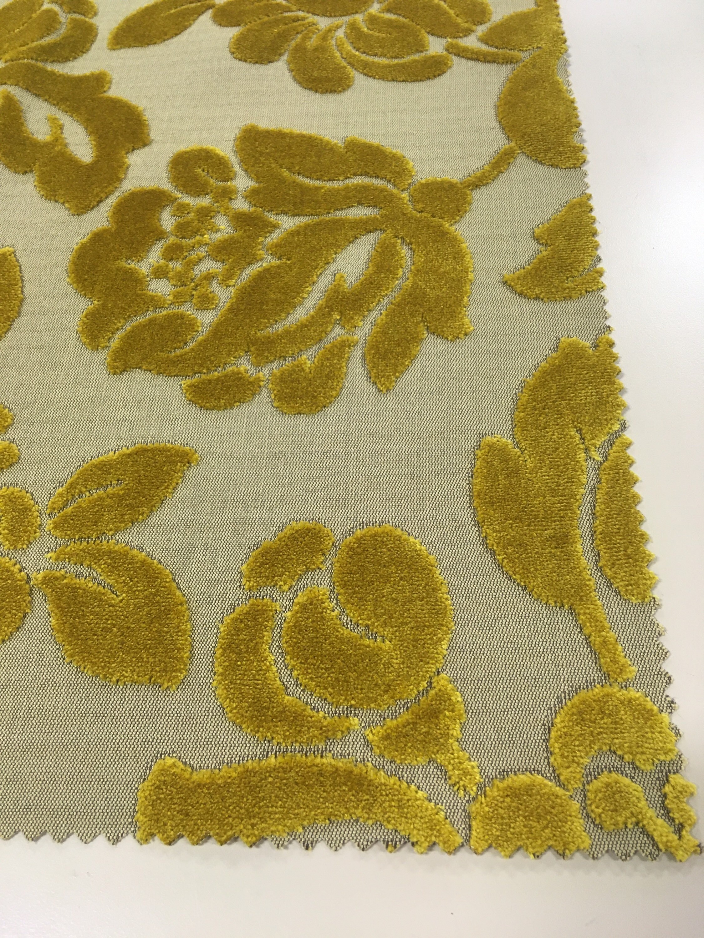 Citrine Velvetyellow Velvetyellow Upholstery Fabricfloral Etsy