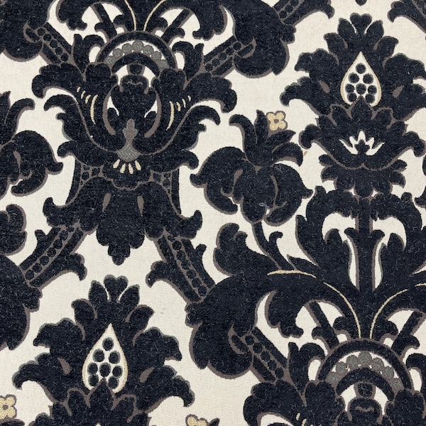Black Damask Fabric Etsy