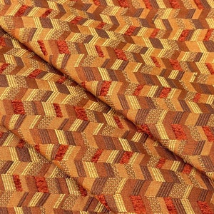Orange Chenille-Gold Chenille-Chenille Fabric-Geometric Fabric-Upholstery Fabric -Drapery Fabric-Interior Fabric