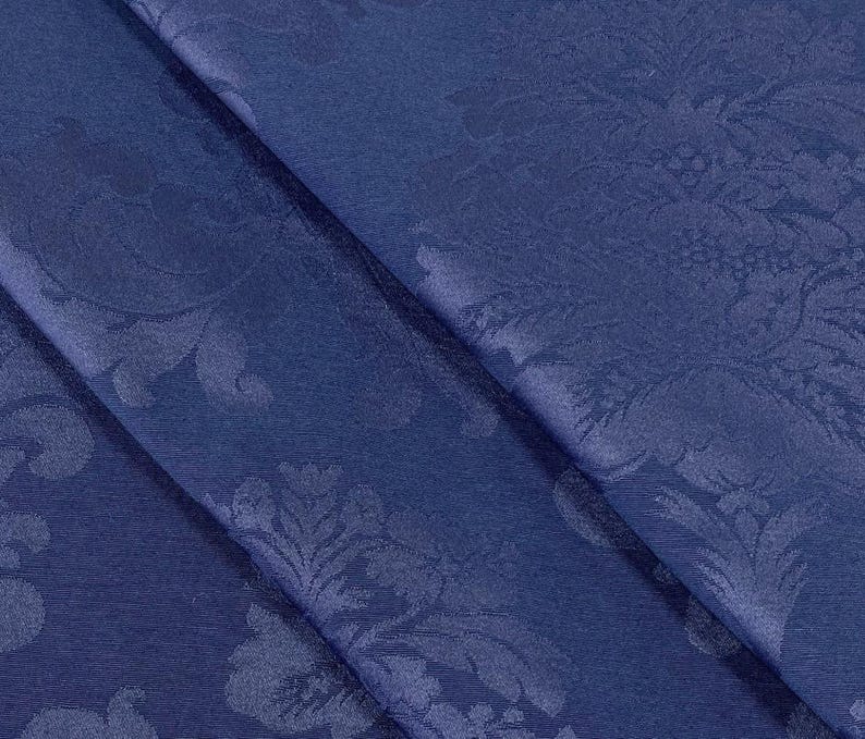 Damascus Upholstery-Damask Fabric-Drapery Fabric-19 Colors Navy