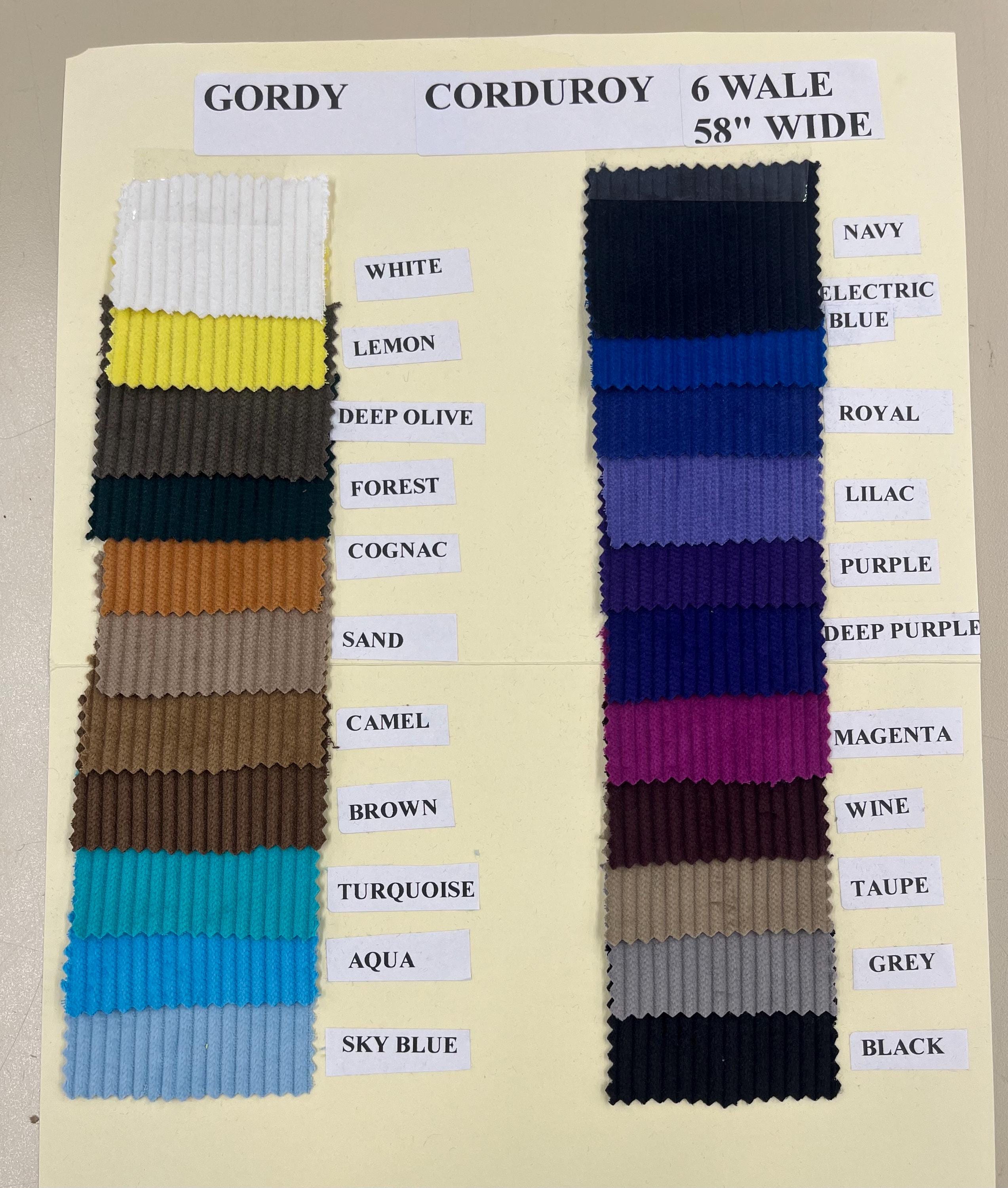 Gordy Corduroy Fabric-Corduroy Fabric-6 Wale Corduroy