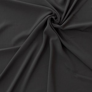 Charcoal Crepe Fabric-Gray Crepe Fabric-Crepe Fabric-Apparel Fabric-Stretch Crepe-Bridal Fabric