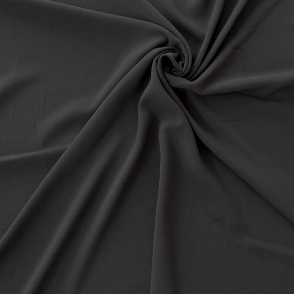 Charcoal Crepe Fabric-Gray Crepe Fabric-Crepe Fabric-Apparel Fabric-Stretch Crepe-Bridal Fabric