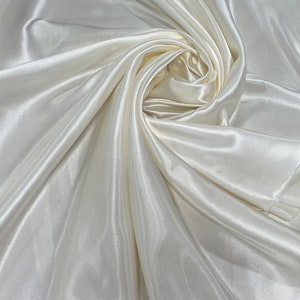 Ivory Satin Charmeuse-Ivory Satin Fabric-Satin Charmeuse-Satin Fabric-Charmeuse Fabric-Polyester Satin-Apparel Fabric-Bridal Fabric