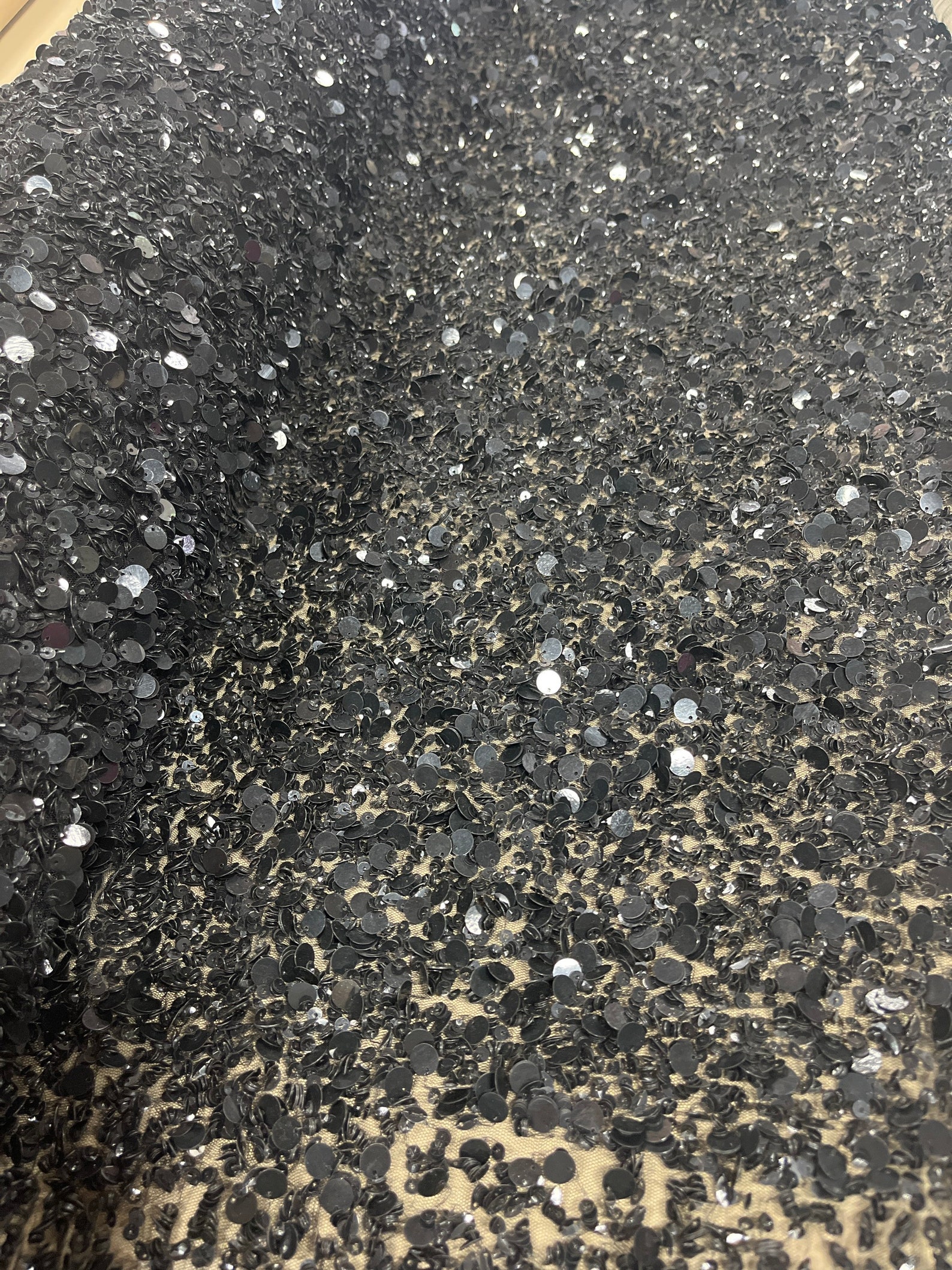 Black Beaded Fabricblack Sequins Fabricbeaded Fabricsequins Etsy