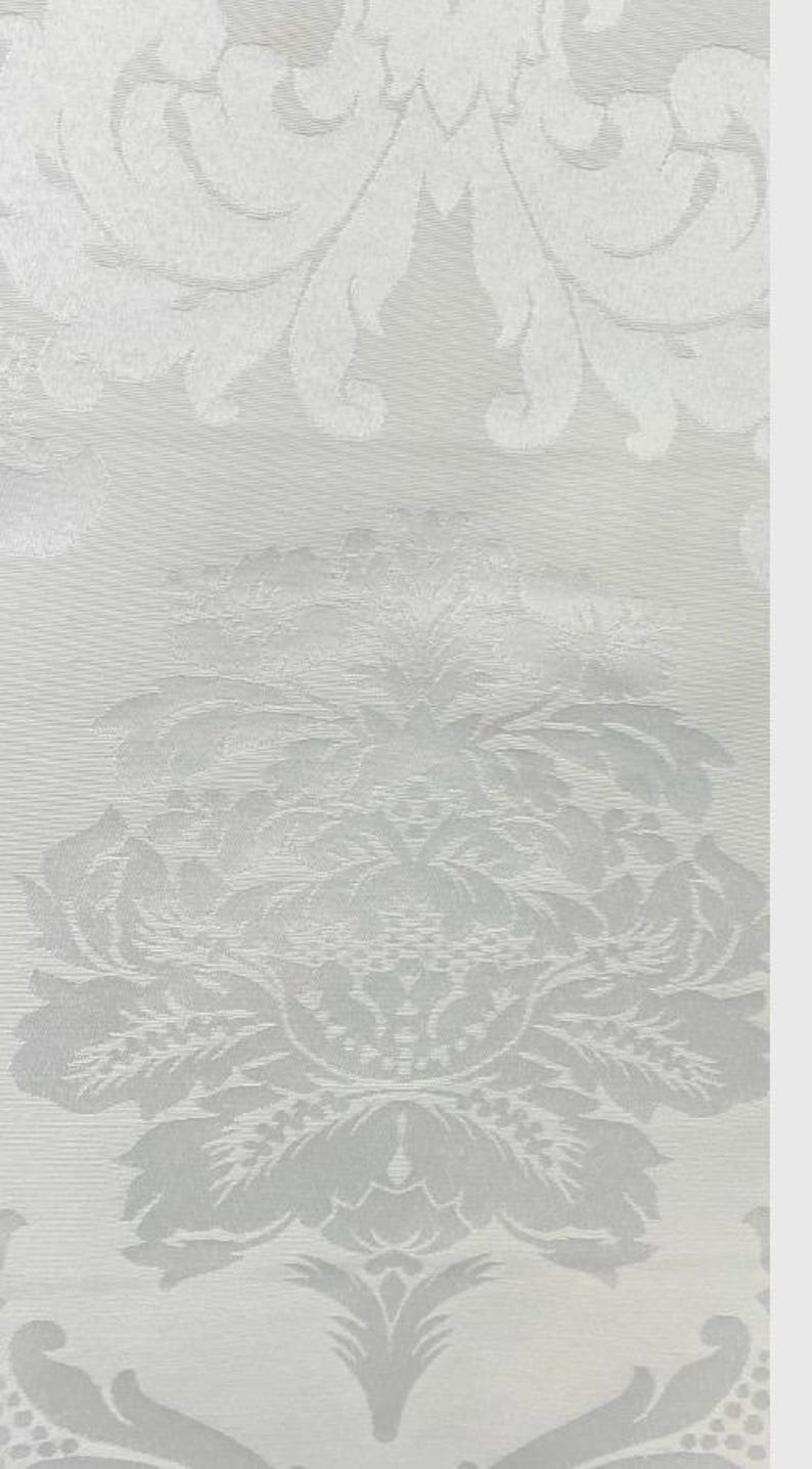Damascus Upholstery-Damask Fabric-Drapery Fabric-19 Colors White