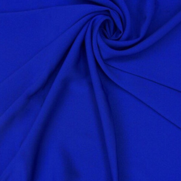 Electric Blue Crepe Fabric-Crepe Fabric-Poly Crepe-Bridal Fabric-Apparel Fabric-Medium Crepe-Manhattan Crepe-www.ViaFabrics.com