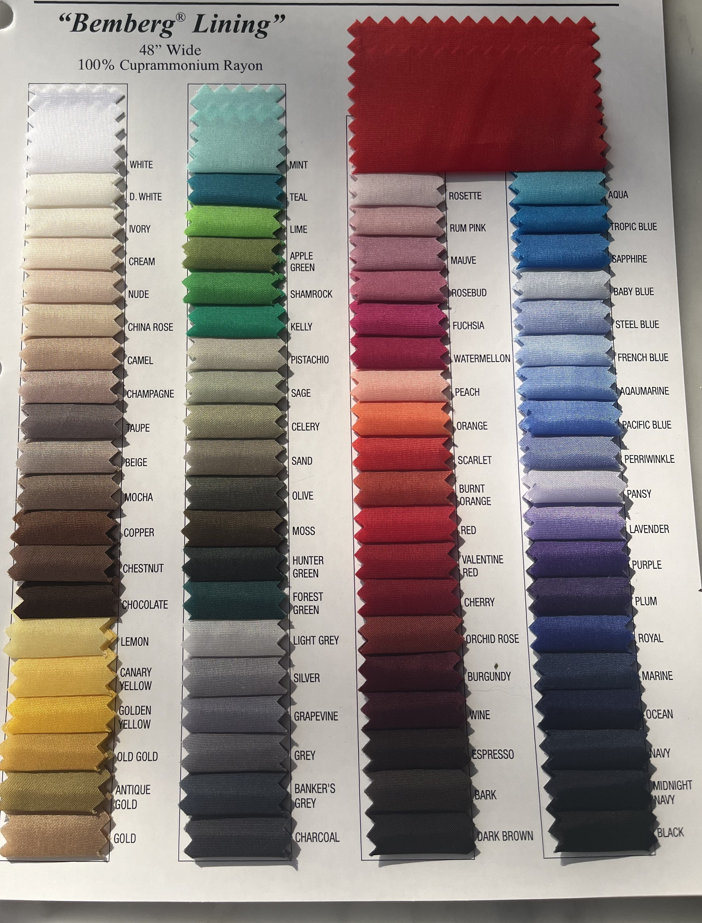 Bemberg Rayon Lining-Bemberg Lining-Rayon Fabric-Rayon Lining-Lining Fabric-Rayon-Lining-78 Colors!