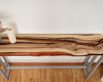 Epoxidharz Eingangstisch Konsolentisch Live Edge Walnuss | Sofa-Tisch | Schmaler Holz TV-Konsolentisch | Perfektes Weihnachtsgeschenk