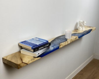 Poplar Wood Floating Shelves, Custom Handmade Shelving, Epoxy Resin Floating Shelf, Unique Handmade Shelves, Modern Home Office Decor