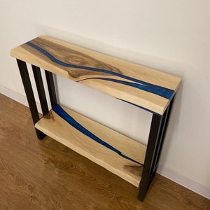 Wood Epoxy Resin Console Table, Walnut Sofa Table, Modern TV Stand, Entryway Bench, Handmade Furniture