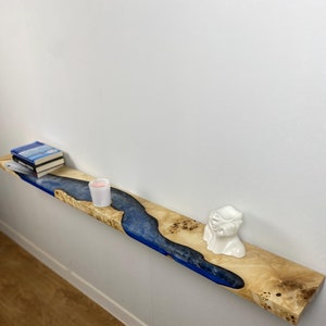Floating Wood Shelves, Epoxy Resin Wall Shelf, Custom Book Shelves