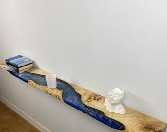 Floating Wood Shelves, Epoxy Resin Wall Shelf, Custom Book Shelves