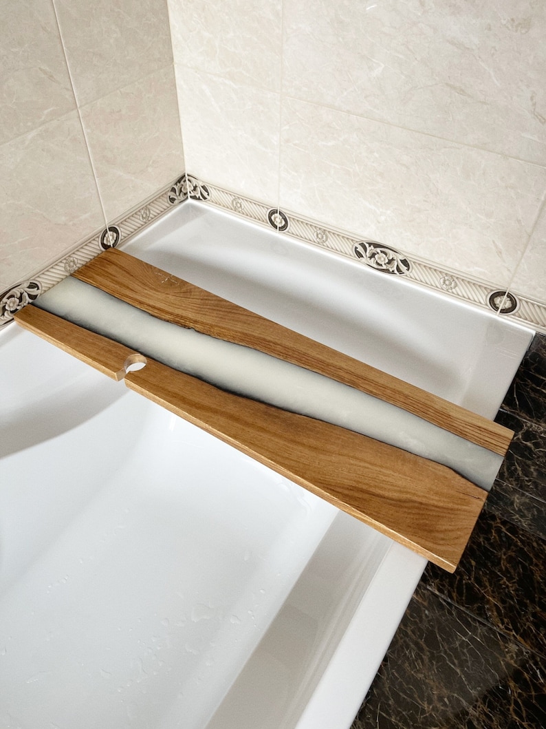 Wood Epoxy Bathtub Tray, Custom Shower Caddy, Bathroom, Walk in Tub, Shower Tray, Bathtub ...