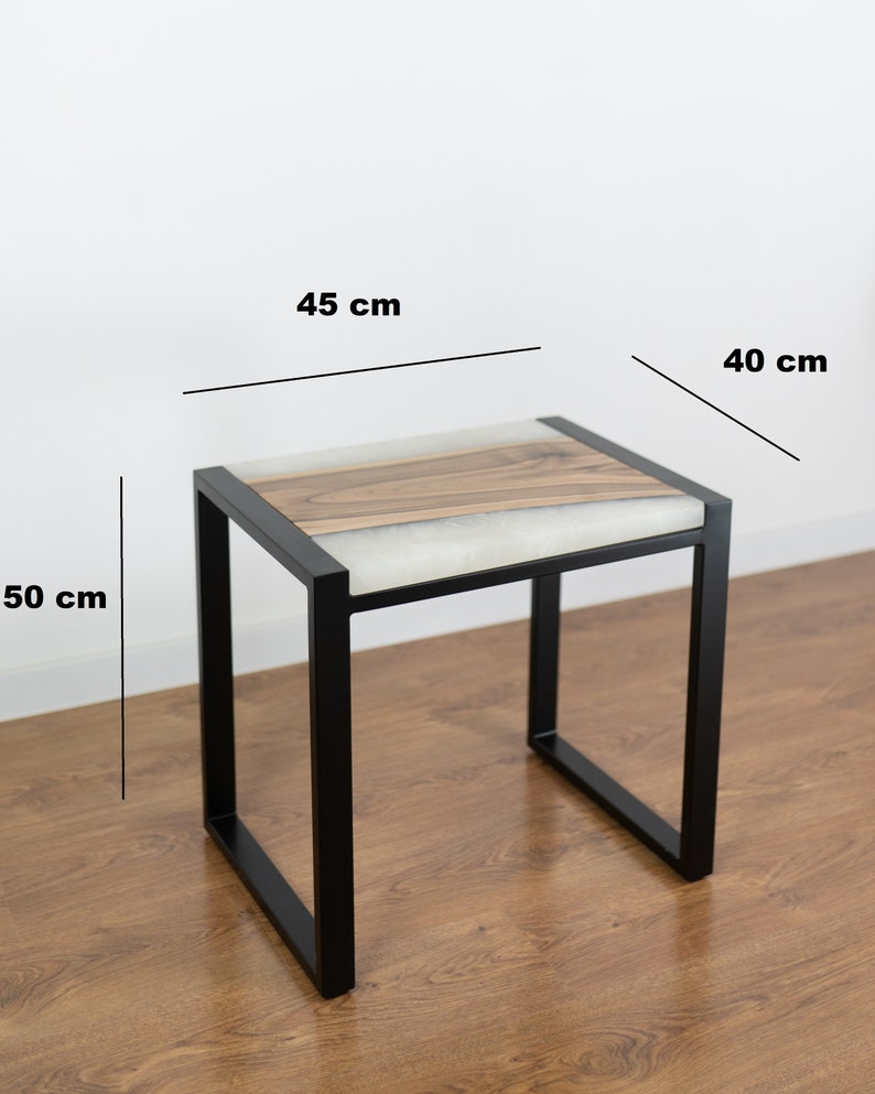 Epoxy Resin Walnut Nightstand, Narrow Side Table, Nightstand Pair,mid