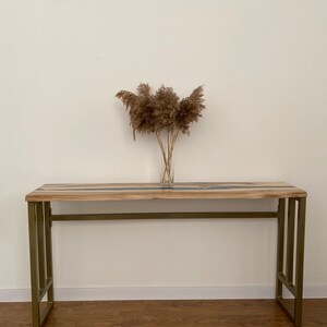 Walnut Live Edge Epoxy Console Table, Tall Narrow Entryway or Hallway Table, Long Resin Wood Sofa Table, Handmade TV Console