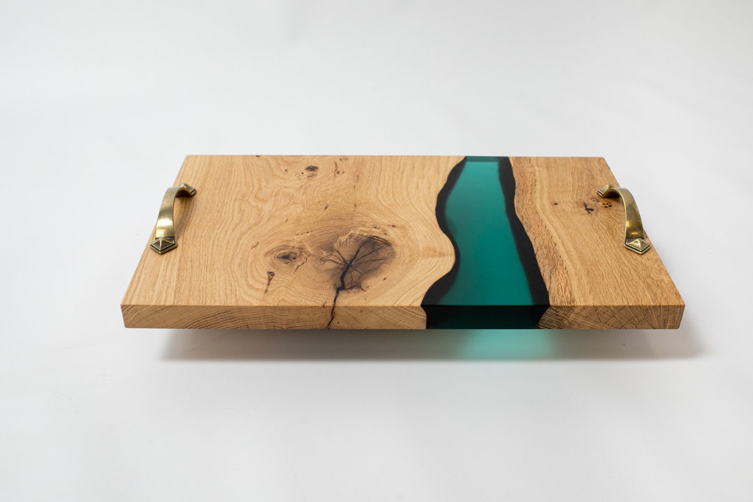 Coffee Table Tray, White Resin Serving Tray, Wooden Oak Serving Tray, Wine Serving Tray, Large