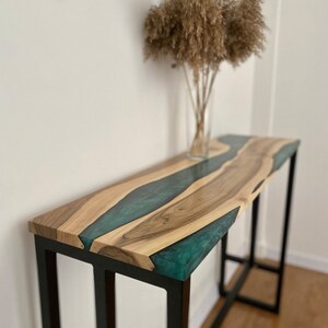 Epoxy Resin Console Table,rustic Pink Console Table,narrow Wood Console ...
